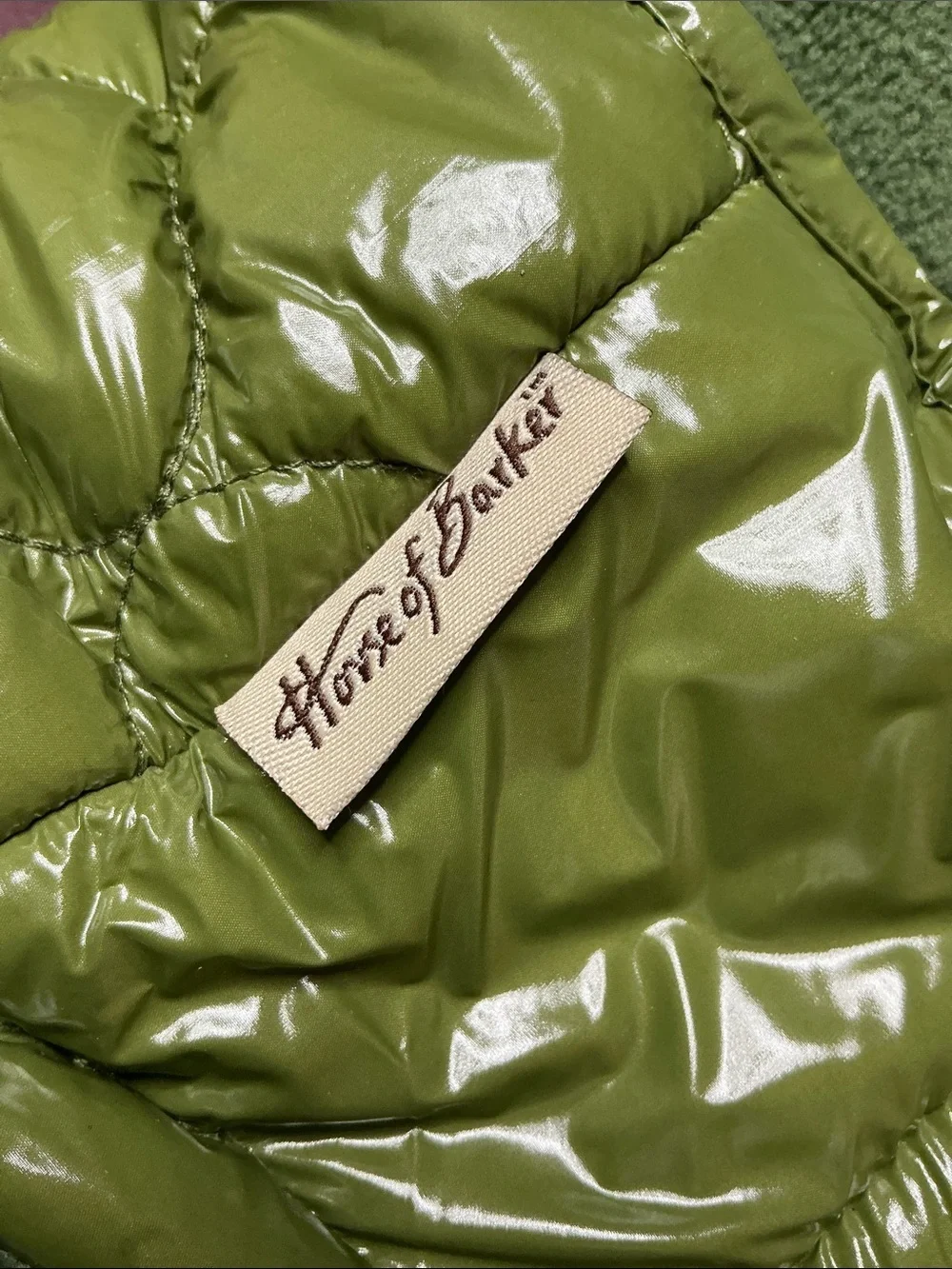 Olive Green Puffer Quilted Dog Coat Size L